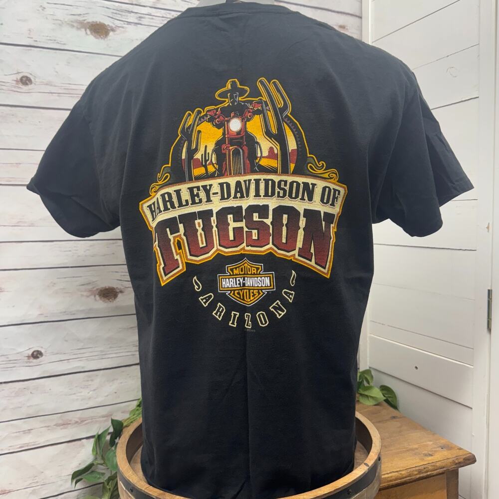 Harley-Davidson Tucson Arizona Desert Cactus T-Shirt Men’s XL 2-Sided Gold Eagle